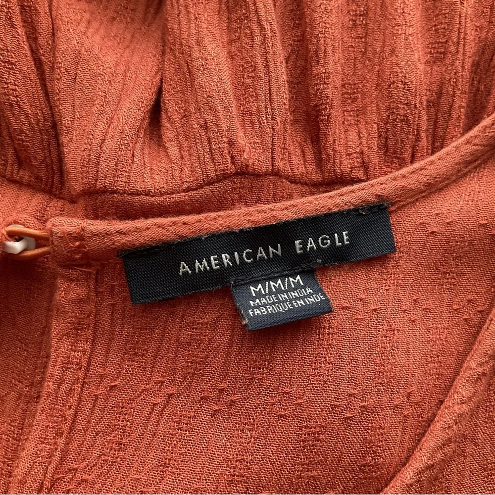 American Eagle Women’s Burnt Orange Ruffled Blouse. Size M - Picture 3 of 5
